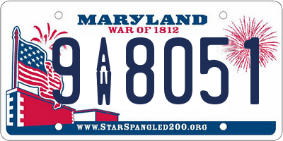 MD license plate 9AW8051