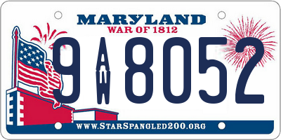MD license plate 9AW8052
