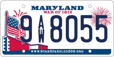 MD license plate 9AW8055