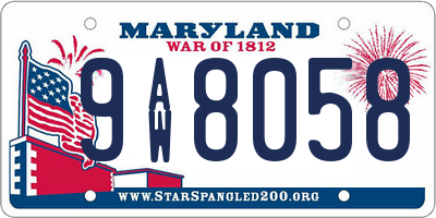 MD license plate 9AW8058
