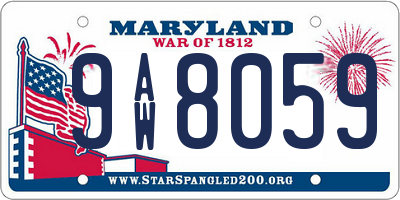 MD license plate 9AW8059