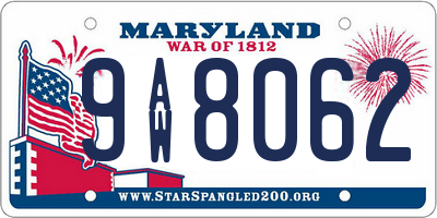 MD license plate 9AW8062
