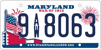 MD license plate 9AW8063