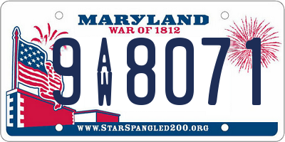 MD license plate 9AW8071