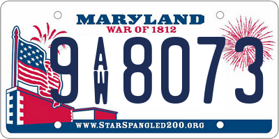 MD license plate 9AW8073