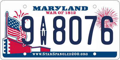MD license plate 9AW8076