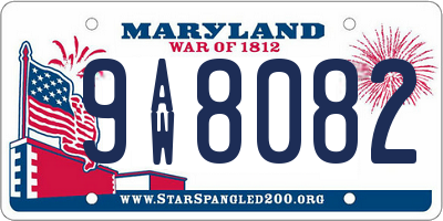 MD license plate 9AW8082