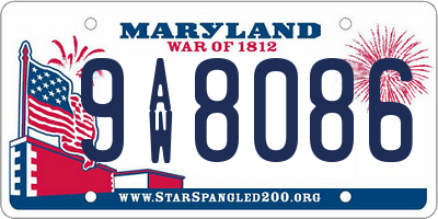 MD license plate 9AW8086