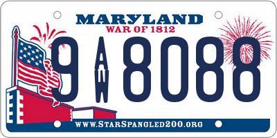 MD license plate 9AW8088