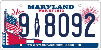 MD license plate 9AW8092