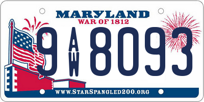 MD license plate 9AW8093