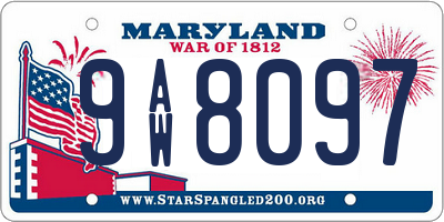 MD license plate 9AW8097