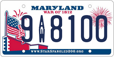MD license plate 9AW8100