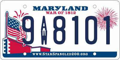 MD license plate 9AW8101