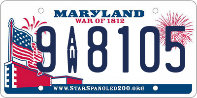 MD license plate 9AW8105