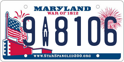 MD license plate 9AW8106