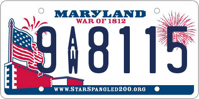 MD license plate 9AW8115