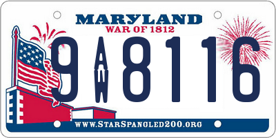 MD license plate 9AW8116