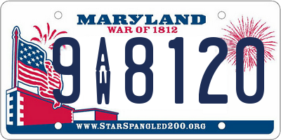 MD license plate 9AW8120