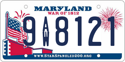MD license plate 9AW8121