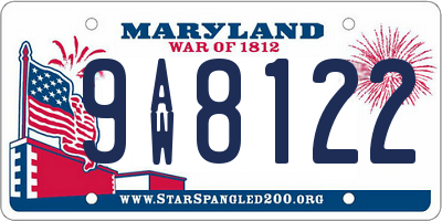 MD license plate 9AW8122