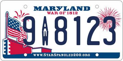 MD license plate 9AW8123
