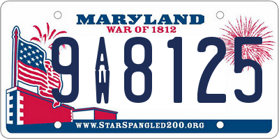 MD license plate 9AW8125