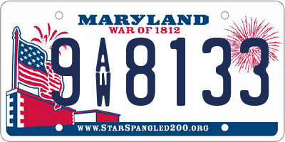 MD license plate 9AW8133