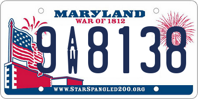 MD license plate 9AW8138