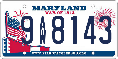 MD license plate 9AW8143