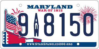 MD license plate 9AW8150