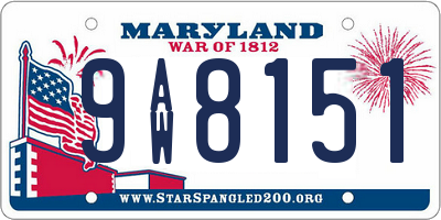 MD license plate 9AW8151