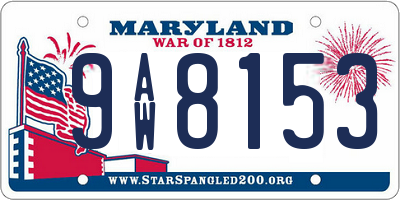 MD license plate 9AW8153