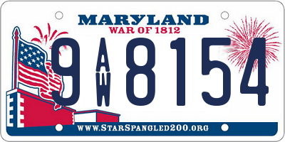 MD license plate 9AW8154