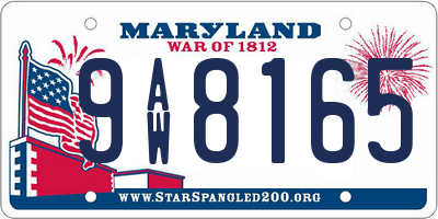 MD license plate 9AW8165