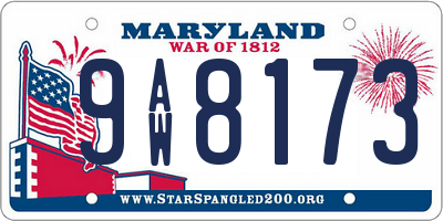 MD license plate 9AW8173