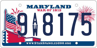 MD license plate 9AW8175