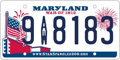 MD license plate 9AW8183