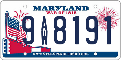 MD license plate 9AW8191