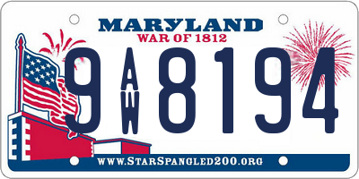 MD license plate 9AW8194