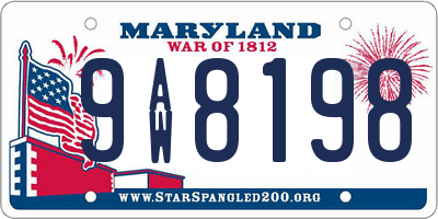 MD license plate 9AW8198