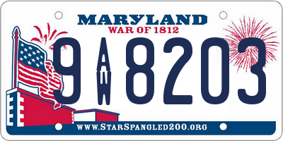 MD license plate 9AW8203