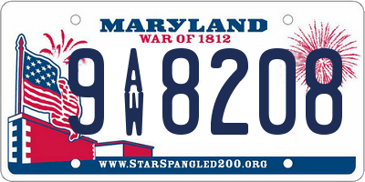 MD license plate 9AW8208