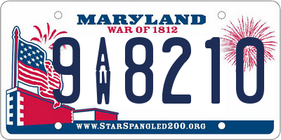 MD license plate 9AW8210