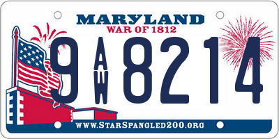 MD license plate 9AW8214