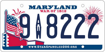 MD license plate 9AW8222