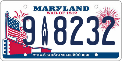 MD license plate 9AW8232