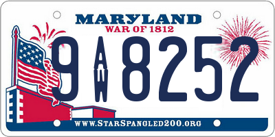MD license plate 9AW8252