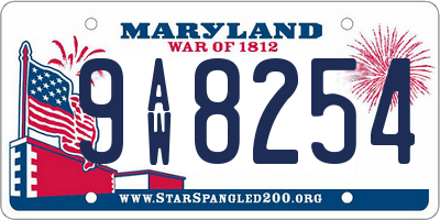 MD license plate 9AW8254