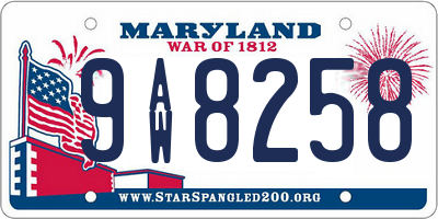 MD license plate 9AW8258